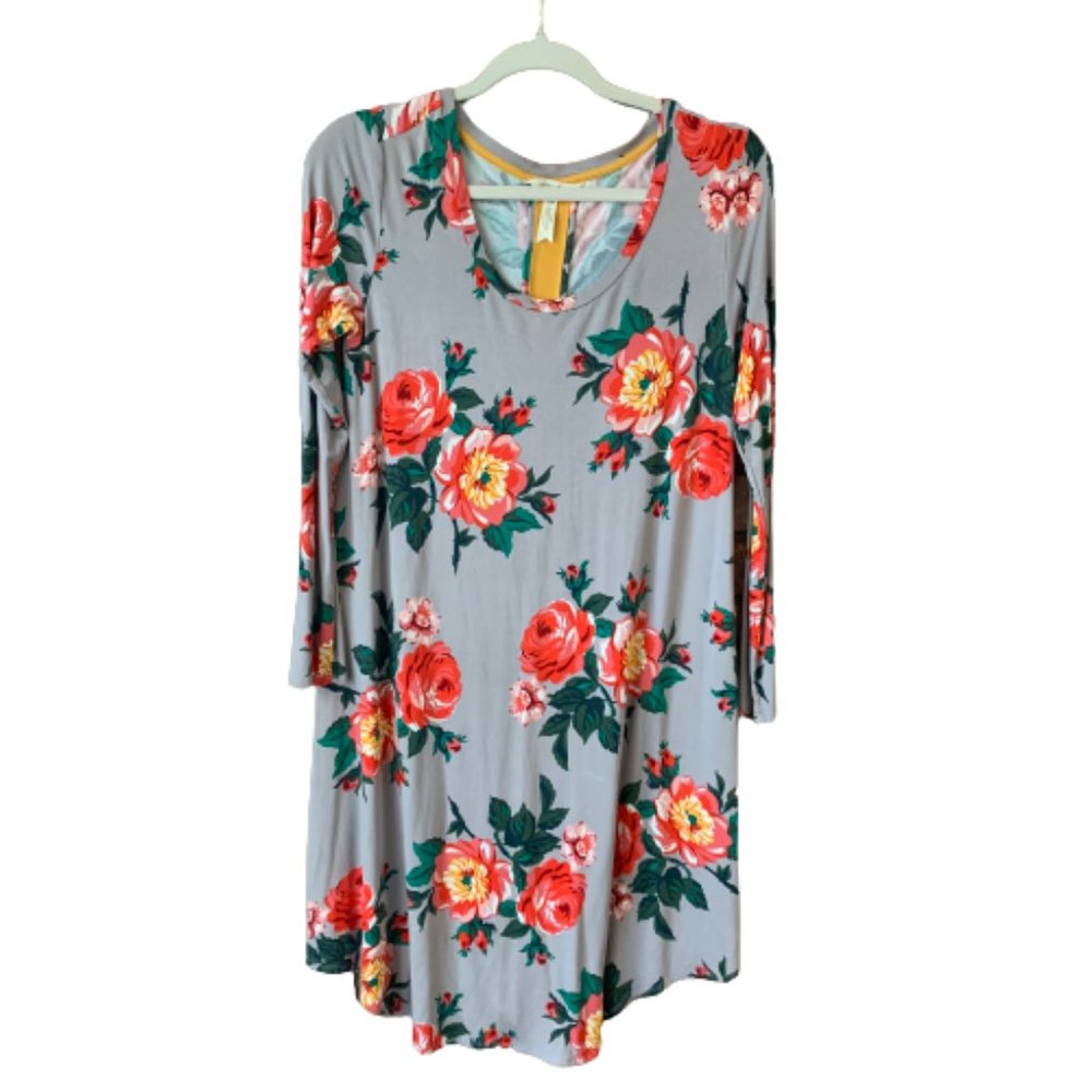 Matilda Jane Say I'm a Dreamer Gray Small Floral Long Sleeve Women's Dress EUC - Picture 4 of 14